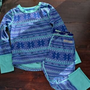 Terramar Toddler Base Layer Set - 3T Top & 2T Bottoms - Blue Fair Isle